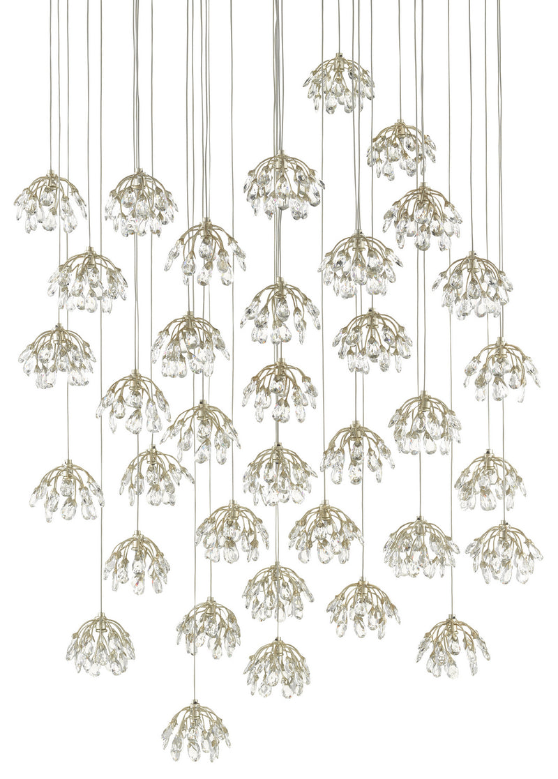 Currey and Company 9000-0673 36 Light Pendant, Crystal/ Contemporary Silver Leaf