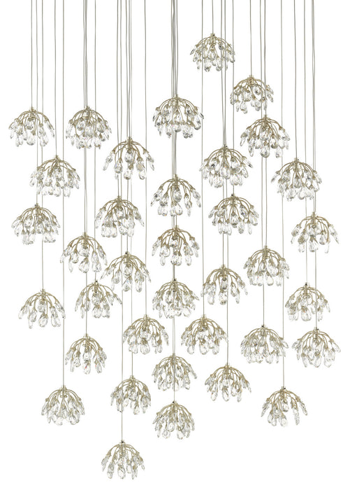 Currey and Company 9000-0673 36 Light Pendant, Crystal/ Contemporary Silver Leaf