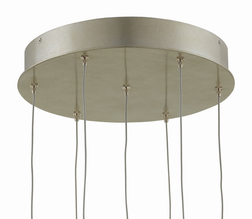 Currey and Company 9000-0676 Seven Light Pendant, Natural Shell/Contemporary Silver Leaf
