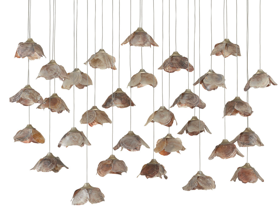 Currey and Company 9000-0679 30 Light Pendant, Natural Shell/Contemporary Silver Leaf