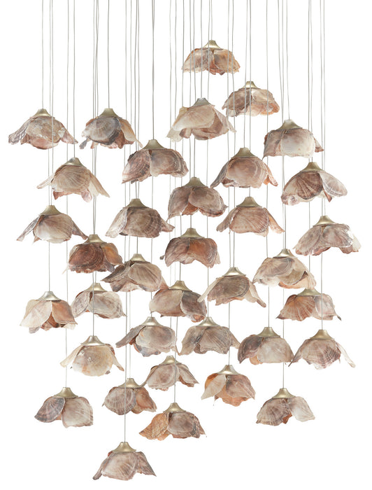 Currey and Company 9000-0680 36 Light Pendant, Natural Shell/Contemporary Silver Leaf