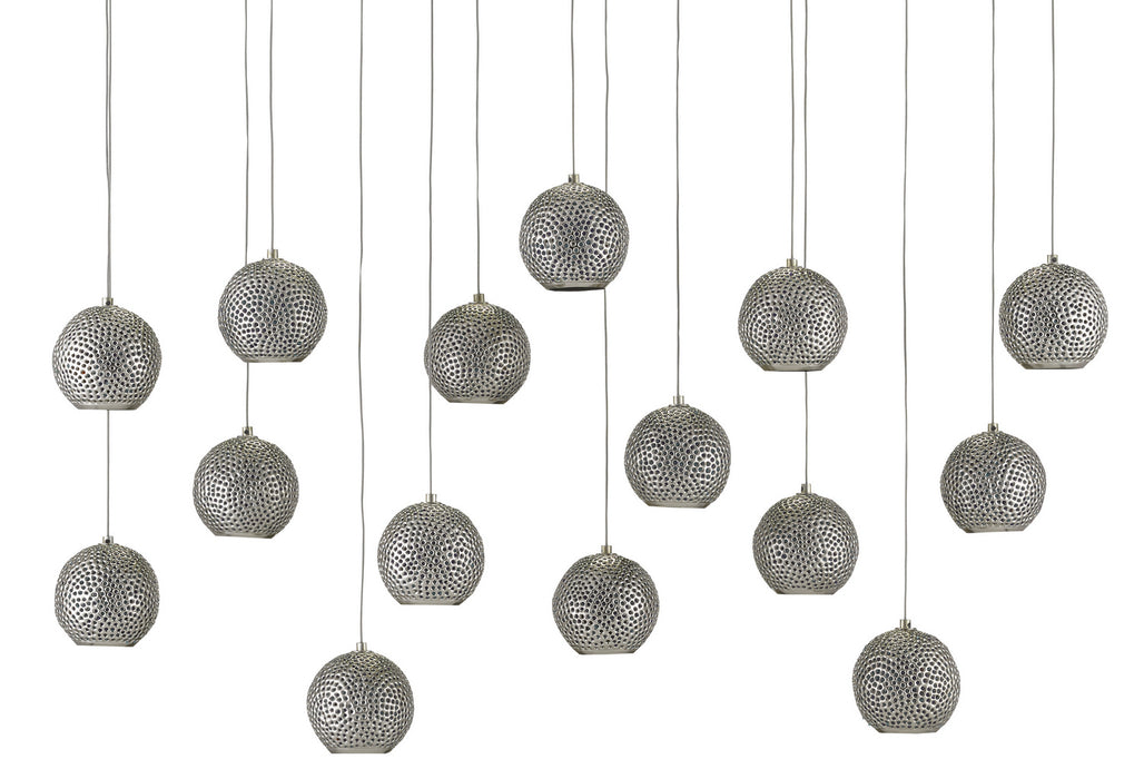 Currey and Company 9000-0685 15 Light Pendant, Blue/Nickel