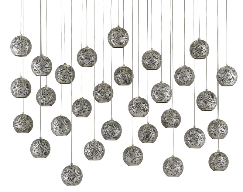 Currey and Company 9000-0686 30 Light Pendant, Blue/Nickel