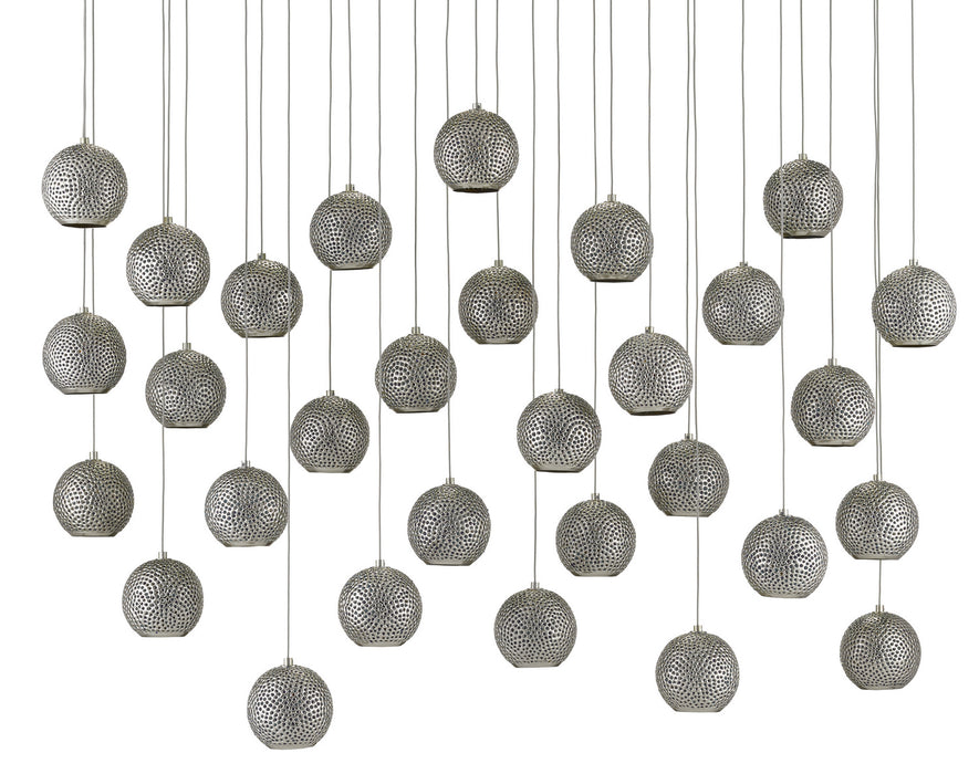 Currey and Company 9000-0686 30 Light Pendant, Blue/Nickel