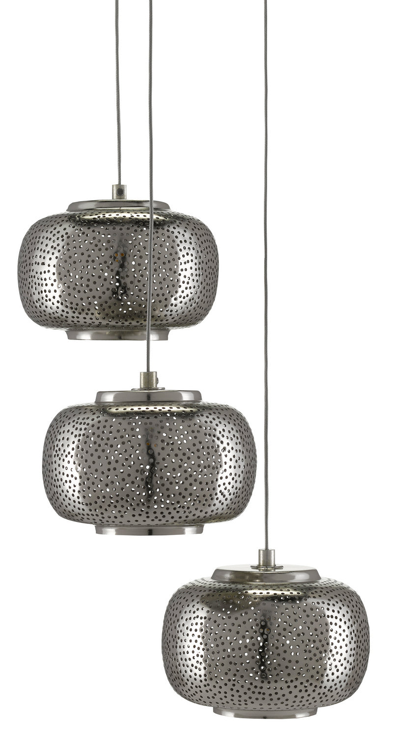 Currey and Company 9000-0689 Three Light Pendant, Nickel