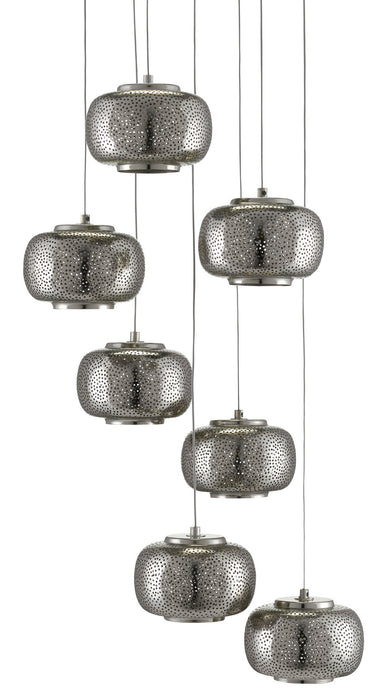 Currey and Company 9000-0690 Seven Light Pendant, Nickel