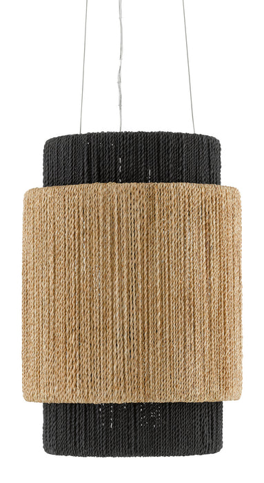 Currey and Company 9000-0756 Four Light Chandelier, Satin Black/Natural/Black/Smokewood