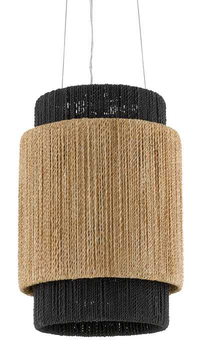 Currey and Company 9000-0756 Four Light Chandelier, Satin Black/Natural/Black/Smokewood