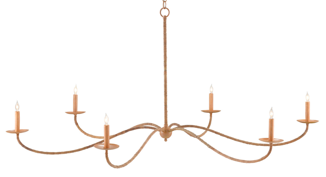 Currey and Company 9000-0757 Six Light Chandelier, Saddle Tan/Natural