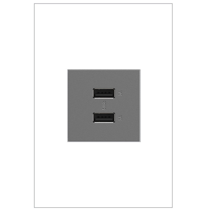 Legrand ARUSB2AA6M4 USB Type-A/A Outlet Module, Magnesium