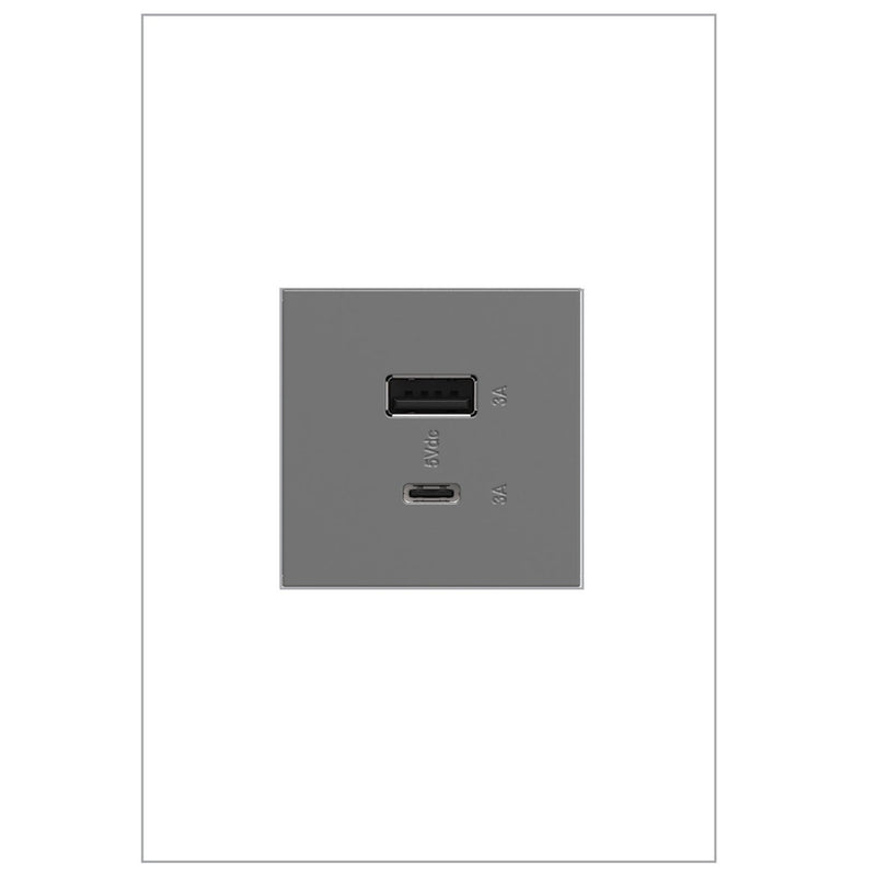 Legrand ARUSB2AC6M4 USB Type-A/C Outlet Module, Magnesium