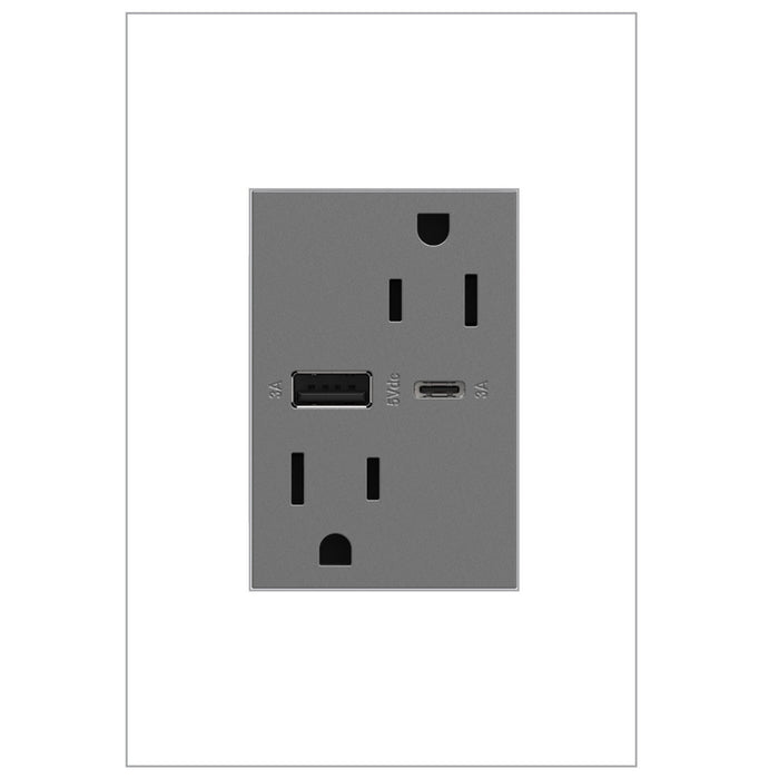 Legrand ARTRUSB156ACM4 Tamper-Resistant Ultra-Fast USB Type-A/C Outlet, Magnesium