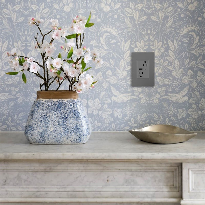 Legrand ARTRUSB156ACM4 Tamper-Resistant Ultra-Fast USB Type-A/C Outlet, Magnesium