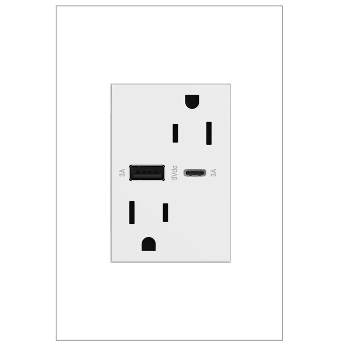 Legrand ARTRUSB156ACW4 Tamper-Resistant Ultra-Fast USB Type-A/C Outlet, White