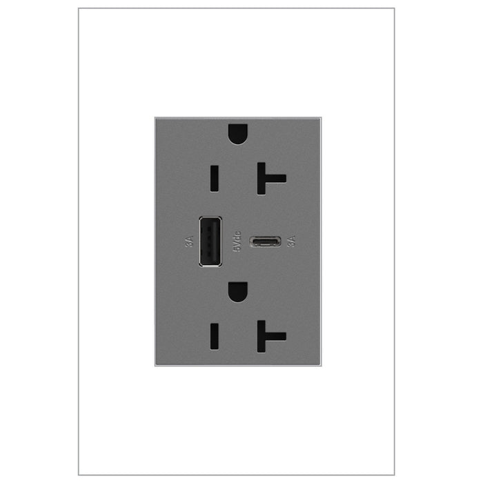 Legrand ARTRUSB206ACM4 Tamper-Resistant Ultra-Fast USB Type-A/C Outlet, Magnesium