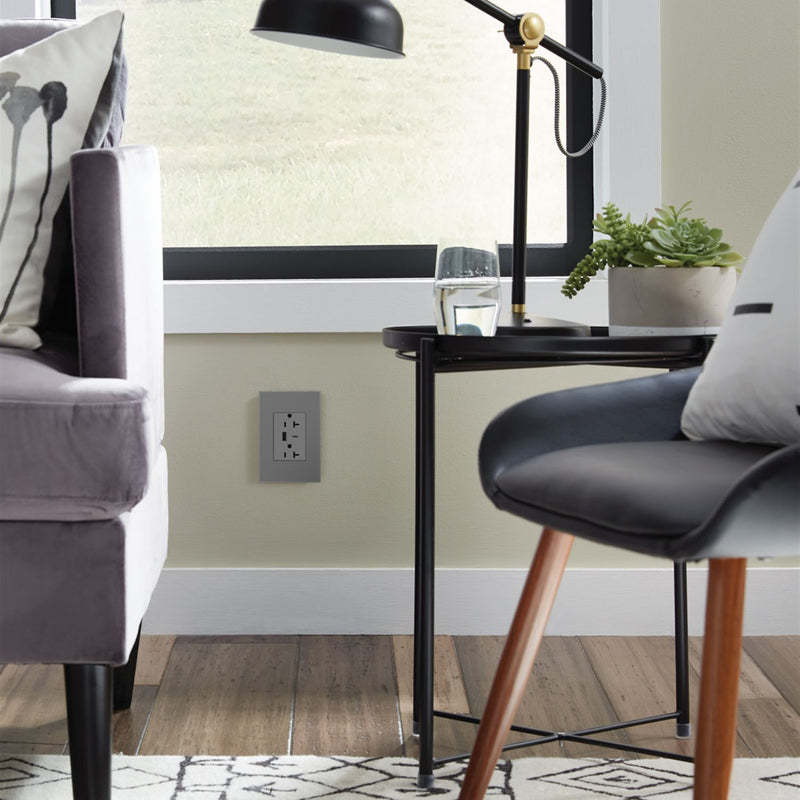 Legrand ARTRUSB206ACM4 Tamper-Resistant Ultra-Fast USB Type-A/C Outlet, Magnesium