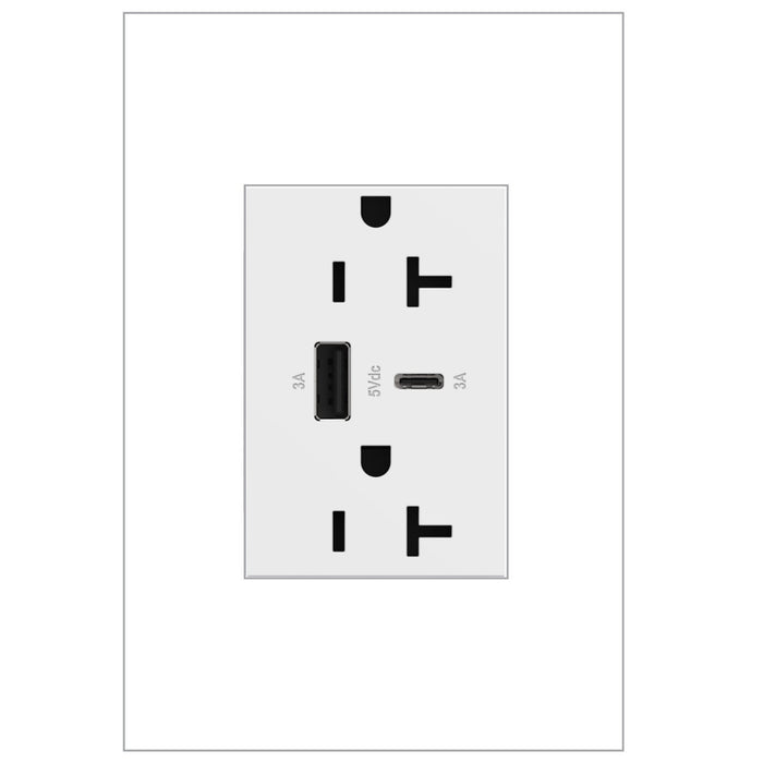 Legrand ARTRUSB206ACW4 Tamper-Resistant Ultra-Fast USB Type-A/C Outlet, White