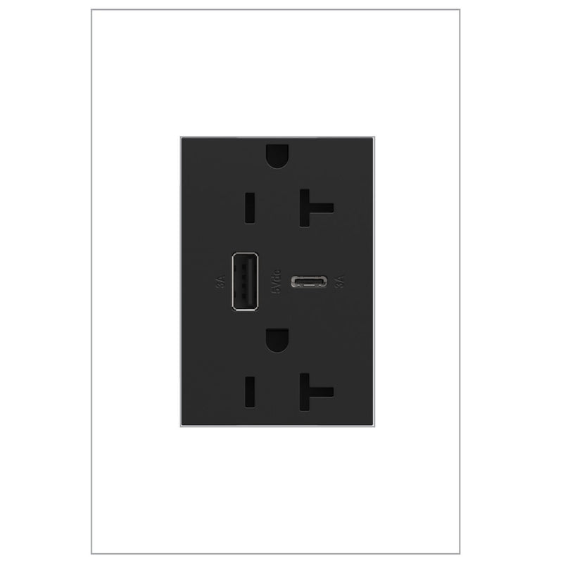 Legrand ARTRUSB206ACG4 Tamper-Resistant Ultra-Fast USB Type-A/C Outlet, Graphite