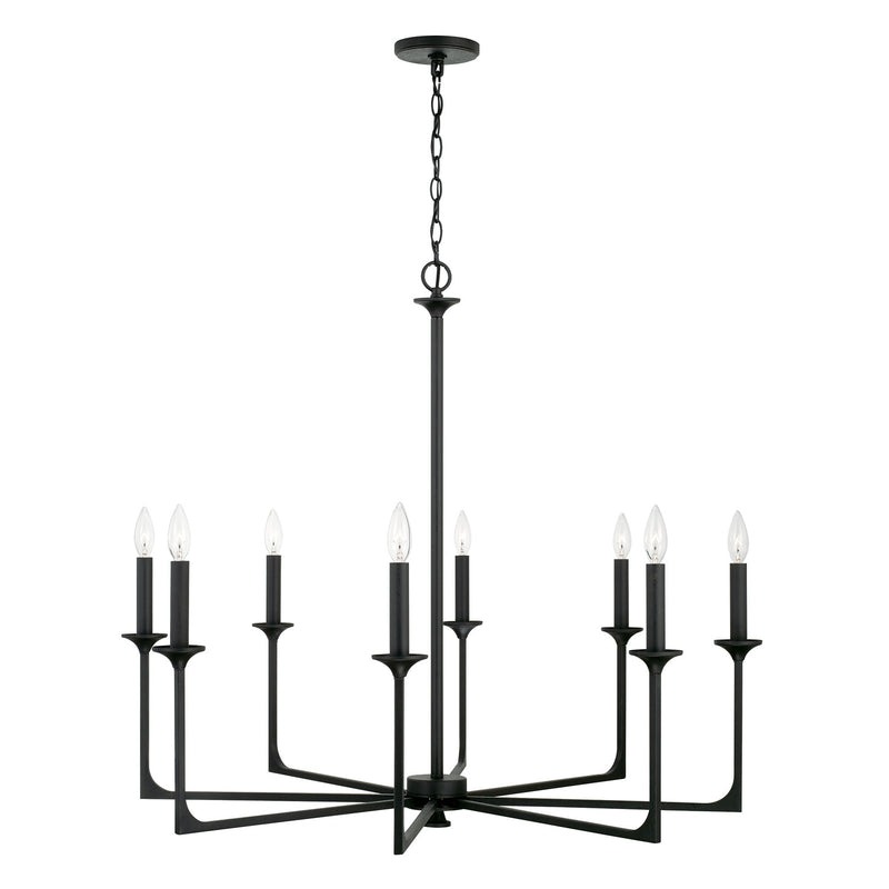Capital Lighting 437381BI Eight Light Chandelier, Black Iron