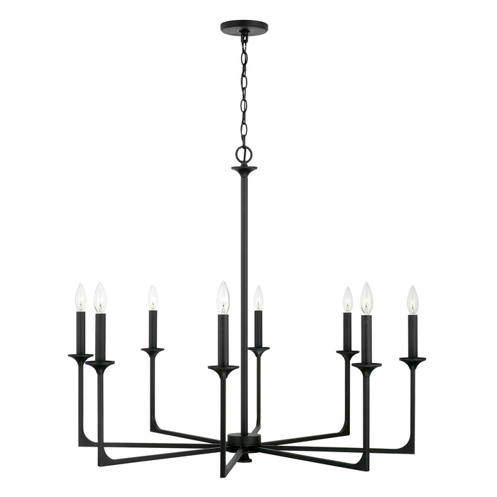 Capital Lighting 437381BI Eight Light Chandelier, Black Iron