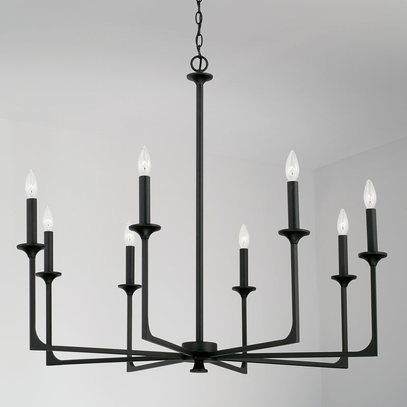 Capital Lighting 437381BI Eight Light Chandelier, Black Iron