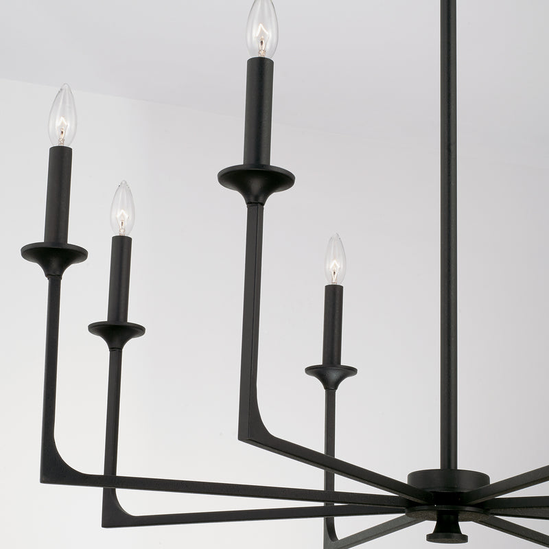 Capital Lighting 437381BI Eight Light Chandelier, Black Iron