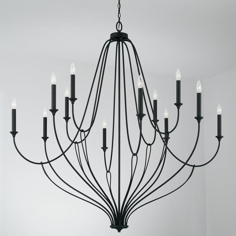 Capital Lighting 441601BI 12 Light Chandelier, Black Iron