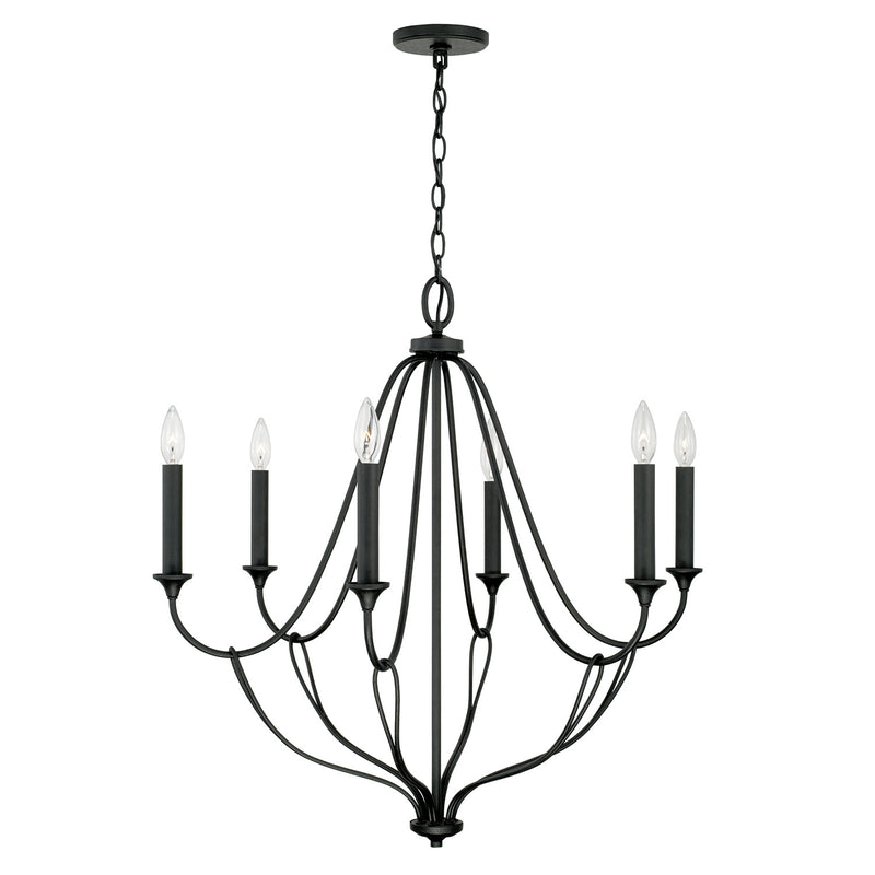 Capital Lighting 441661BI Six Light Chandelier, Black Iron