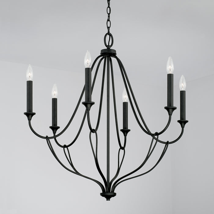 Capital Lighting 441661BI Six Light Chandelier, Black Iron