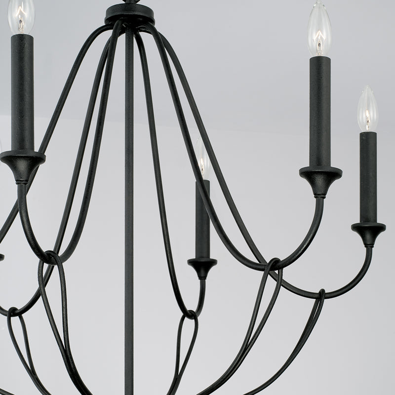 Capital Lighting 441661BI Six Light Chandelier, Black Iron