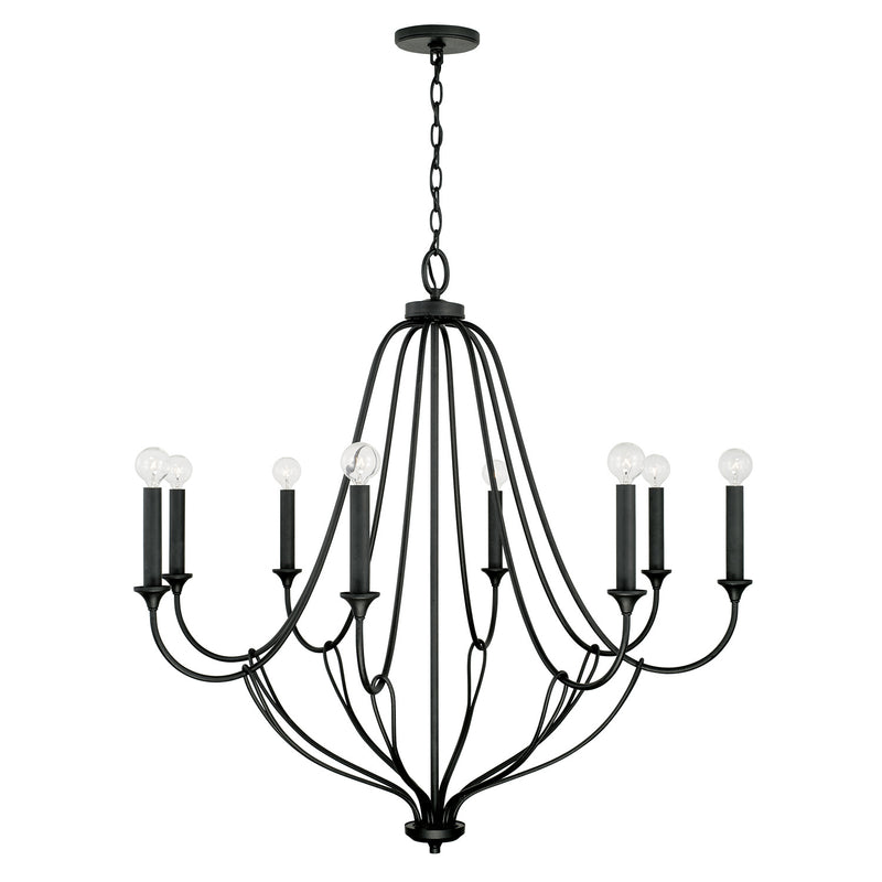 Capital Lighting 441681BI Eight Light Chandelier, Black Iron