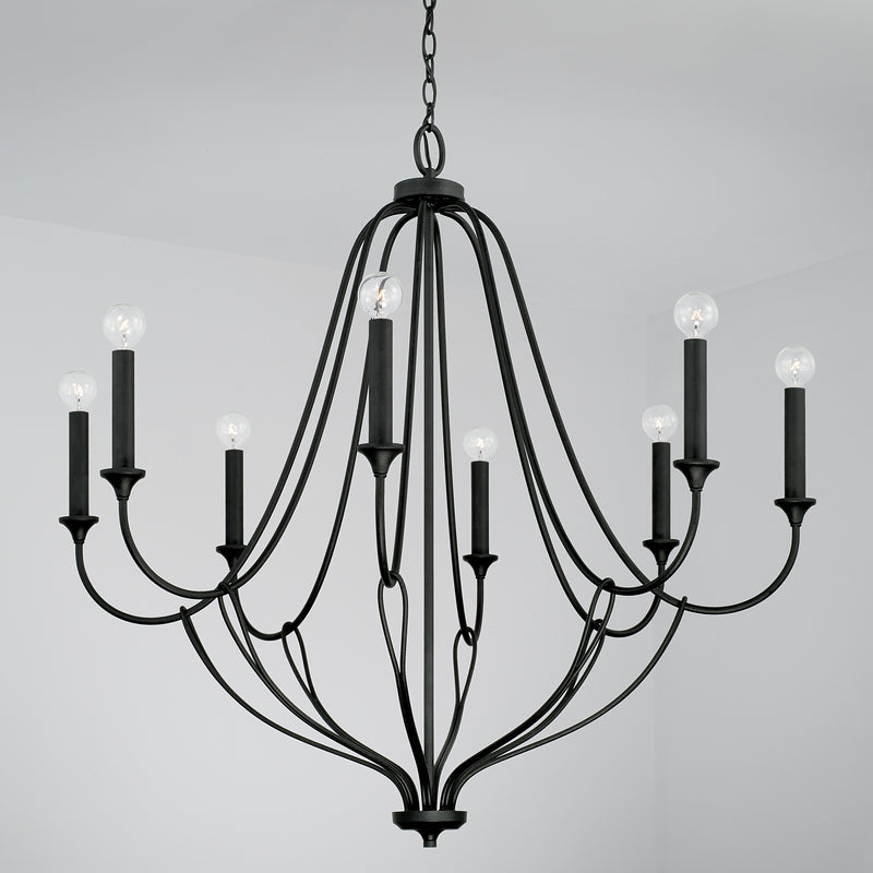 Capital Lighting 441681BI Eight Light Chandelier, Black Iron