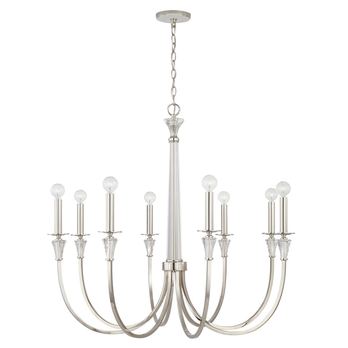 Capital Lighting 441881PN Eight Light Chandelier, Polished Nickel
