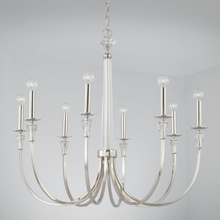 Capital Lighting 441881PN Eight Light Chandelier, Polished Nickel