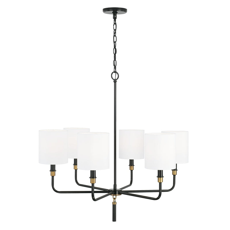 Capital Lighting 441961YA-702 Six Light Chandelier, Glossy Black and Aged Brass (Display - Final Sale)