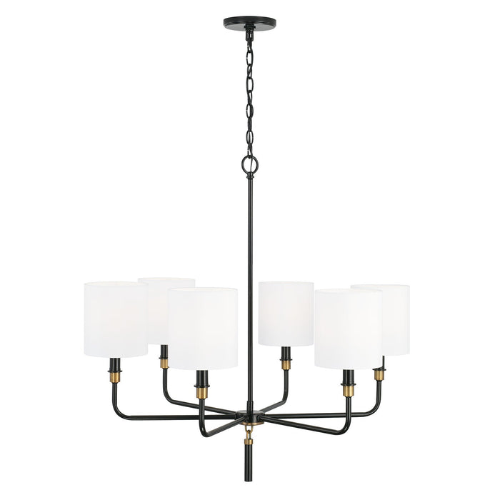 Capital Lighting 441961YA-702 Six Light Chandelier, Glossy Black and Aged Brass (Display - Final Sale)