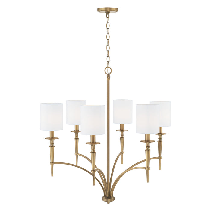 Capital Lighting 442661AD-701 Six Light Chandelier, Aged Brass