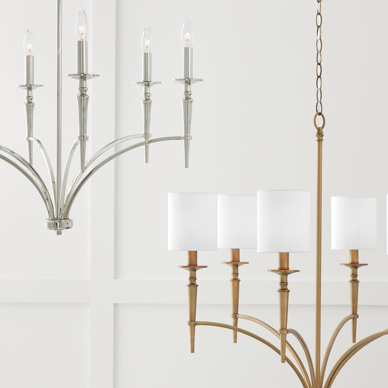 Capital Lighting 442661AD-701 Six Light Chandelier, Aged Brass