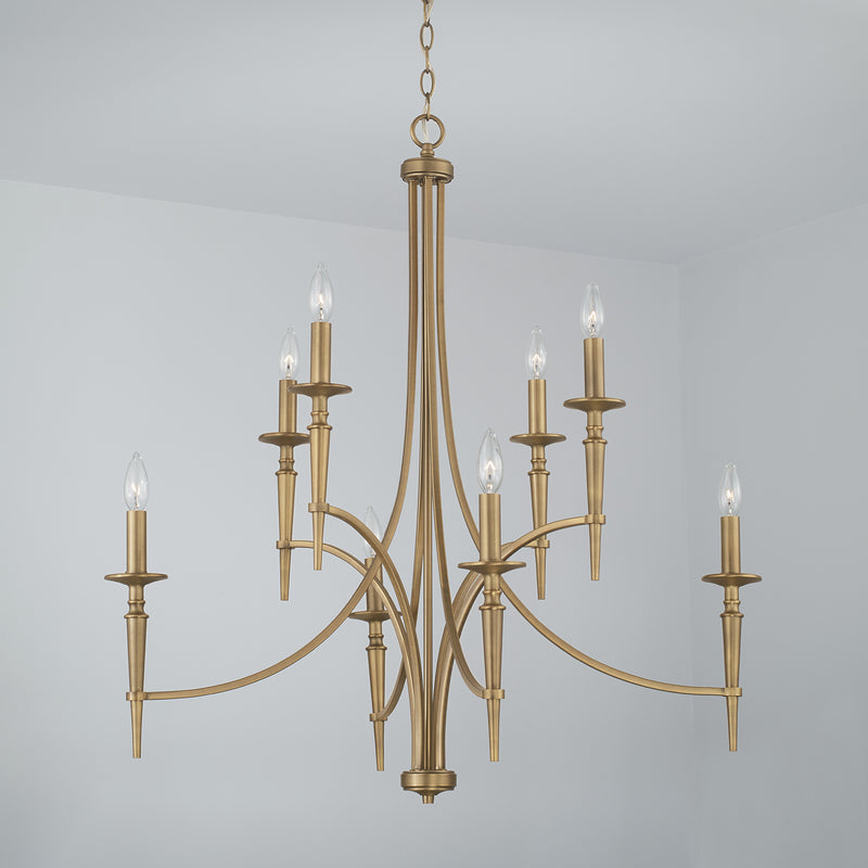 Capital Lighting 442681AD-701 Eight Light Chandelier, Aged Brass