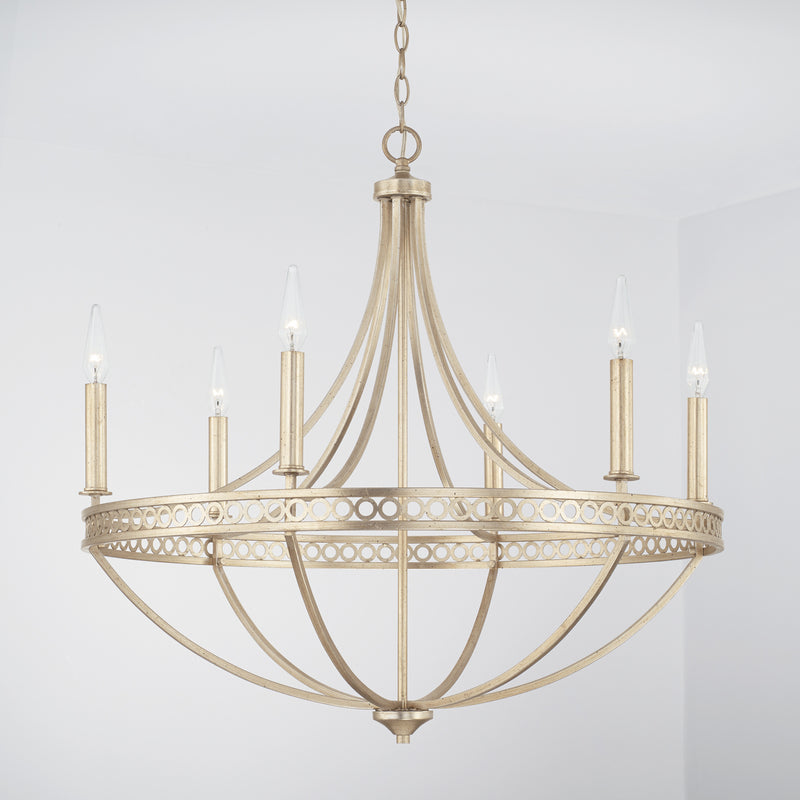 Capital Lighting 443161WG Six Light Chandelier, Winter Gold