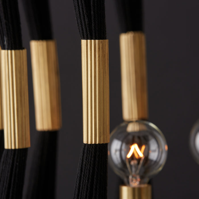 Capital Lighting 541141KP Four Light Foyer, Black Rope and Patinaed Brass