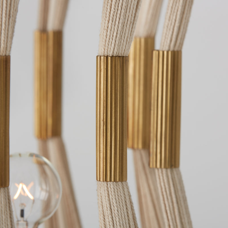 Capital Lighting 541141NP Four Light Foyer, Bleached Natural Rope and Patinaed Brass