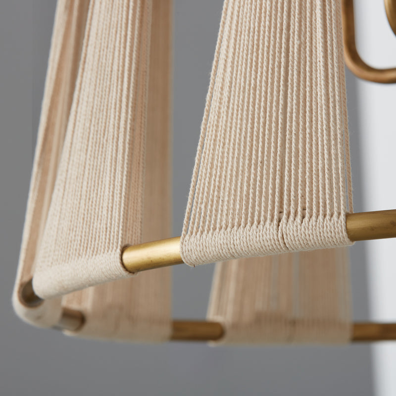 Capital Lighting 541141NP Four Light Foyer, Bleached Natural Rope and Patinaed Brass