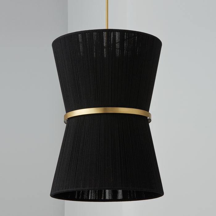 Capital Lighting 541261KP Six Light Foyer, Black Rope and Patinaed Brass