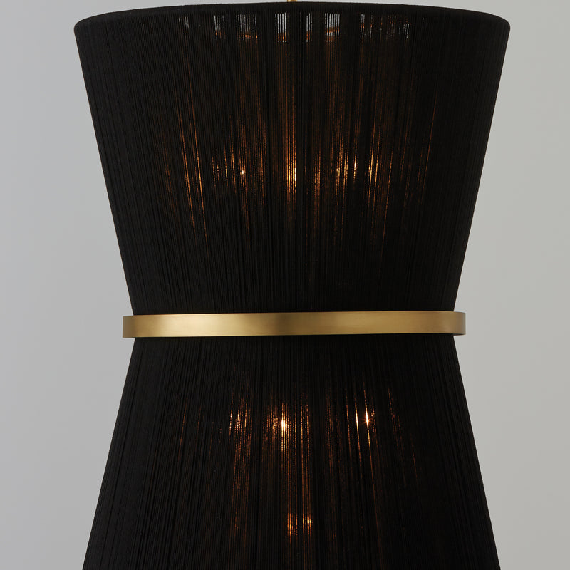 Capital Lighting 541261KP Six Light Foyer, Black Rope and Patinaed Brass