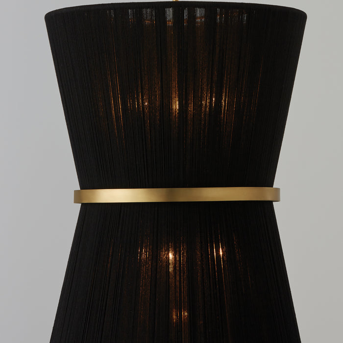Capital Lighting 541261KP Six Light Foyer, Black Rope and Patinaed Brass