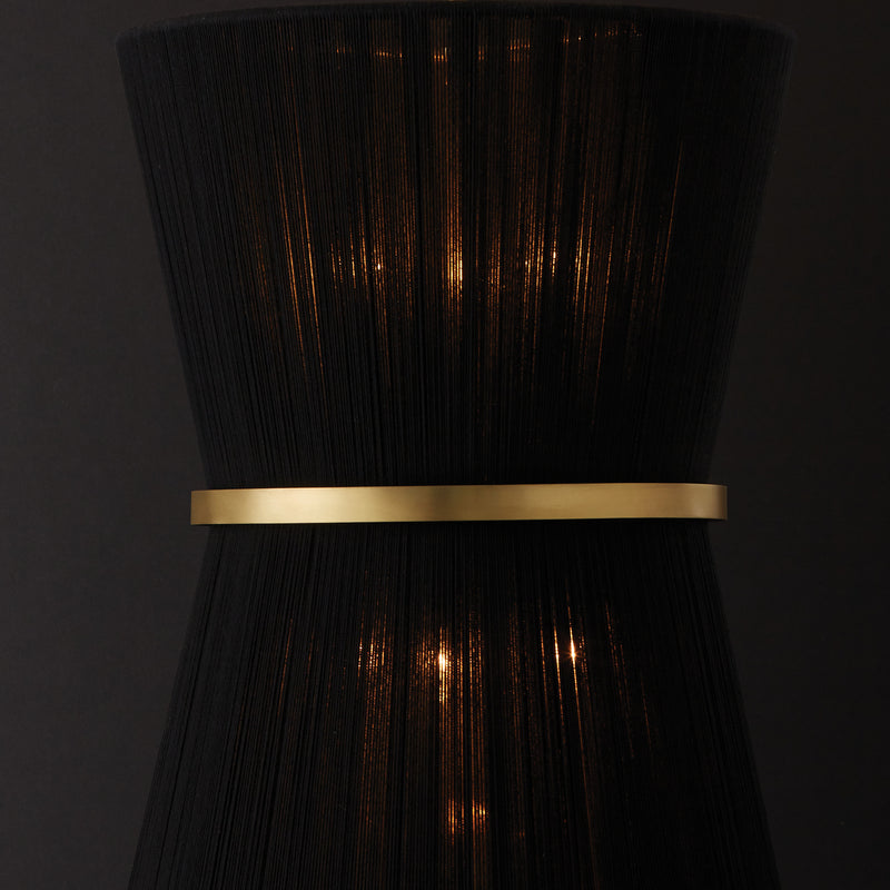 Capital Lighting 541261KP Six Light Foyer, Black Rope and Patinaed Brass