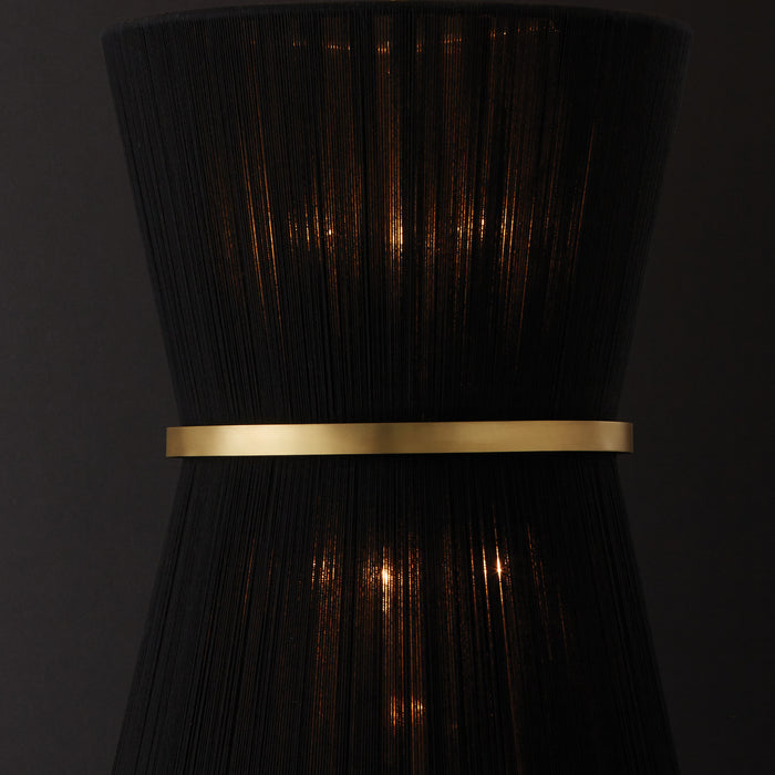 Capital Lighting 541261KP Six Light Foyer, Black Rope and Patinaed Brass