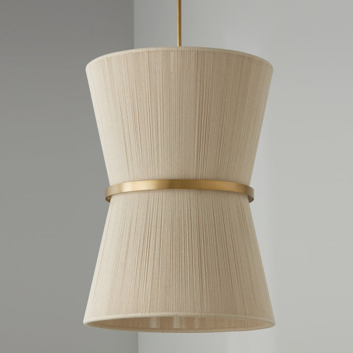 Capital Lighting 541261NP Six Light Foyer, Bleached Natural Rope and Patinaed Brass
