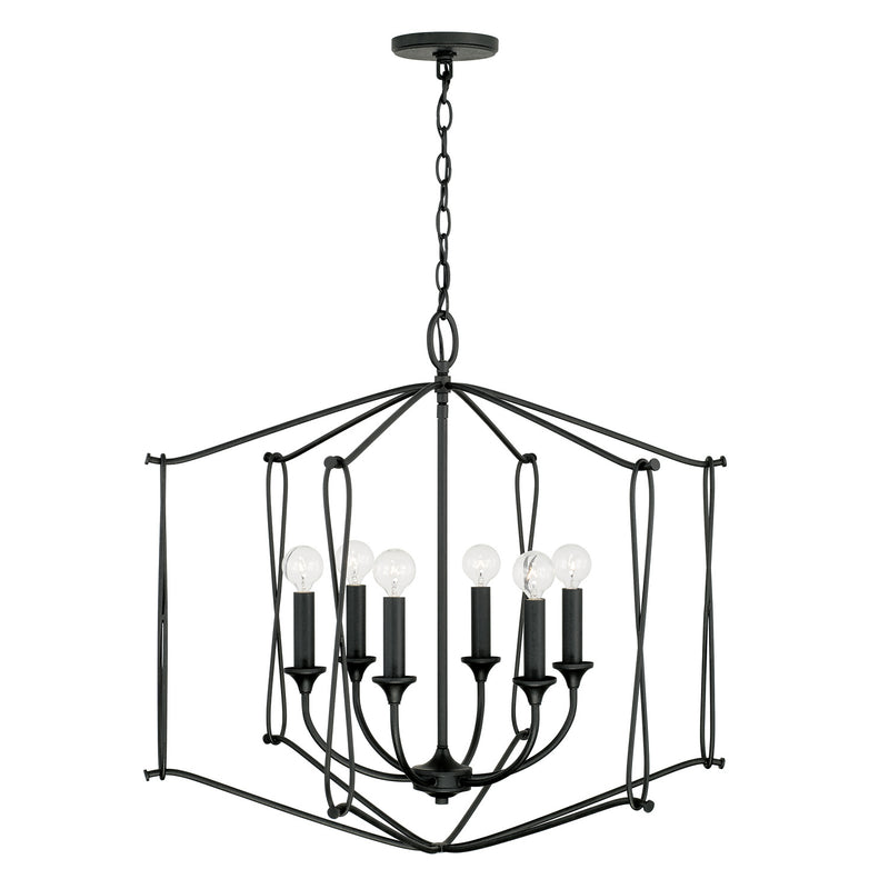 Capital Lighting 541661BI Six Light Foyer, Black Iron